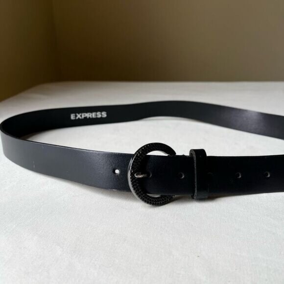 Y2K Express Italian Leather Rhinestone Belt Black Made in Italy 36 Indie Sleaze - Picture 8 of 8